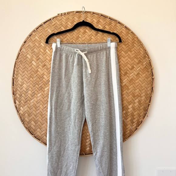 SPLITS59 NWT CONTRAST STRIPED SONIA SWEATPANTS HEATHER GREY& WHITE PREP PREPPY - Picture 9 of 14